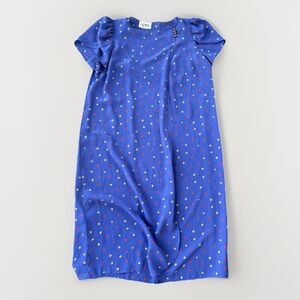 Vtg Jody California Purple Dress Size M Flutter Sleeve Dot Print